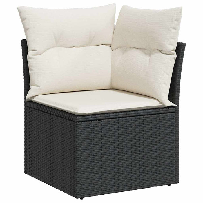 Set mobilier de grădină cu perne, 6 piese, negru, poliratan WALTI