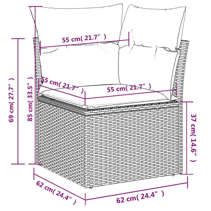 Set mobilier de grădină cu perne, 6 piese, negru, poliratan WALTI