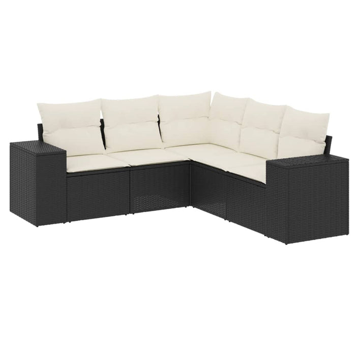 Set mobilier de grădină cu perne, 5 piese, negru, poliratan WALTI