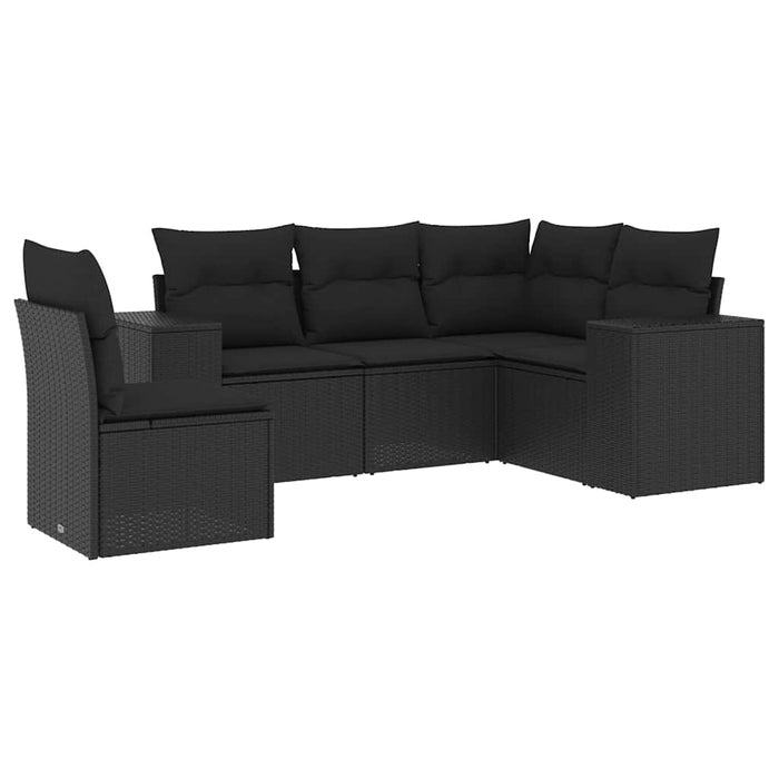 Set mobilier de grădină cu perne, 5 piese, negru, poliratan - WALTI WALTI