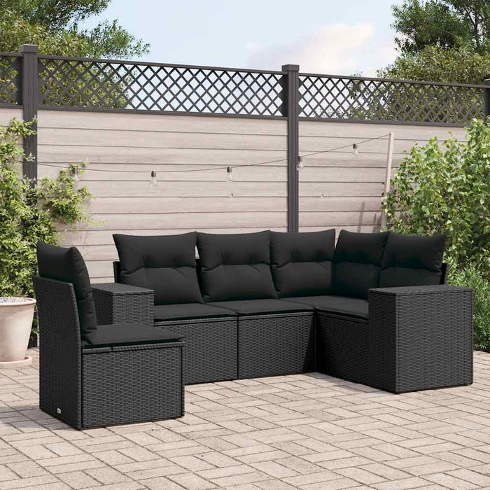 Set mobilier de grădină cu perne, 5 piese, negru, poliratan - WALTI WALTI