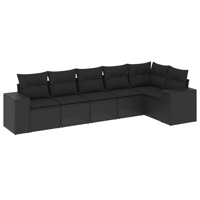 Set mobilier de grădină cu perne, 6 piese, negru, poliratan - WALTI WALTI