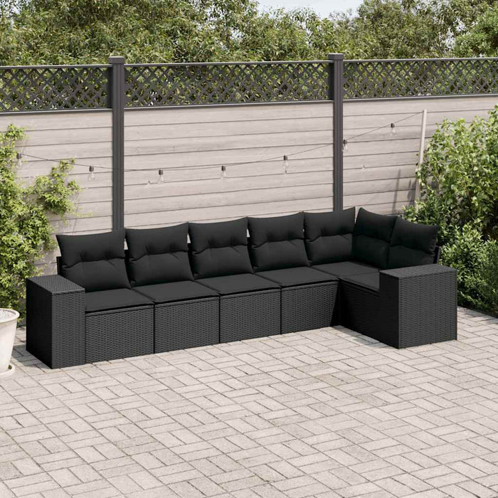 Set mobilier de grădină cu perne, 6 piese, negru, poliratan - WALTI WALTI