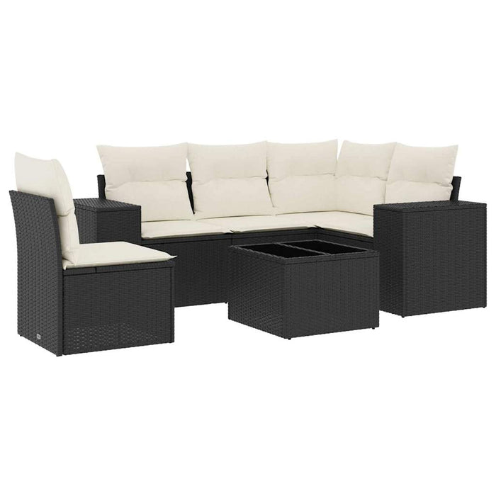 Set mobilier de grădină cu perne, 6 piese, negru, poliratan - WALTI WALTI
