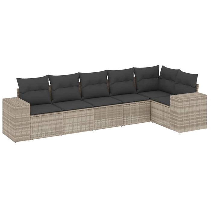 Set canapele de grădină cu perne, 6 piese gri deschis poliratan - WALTI WALTI