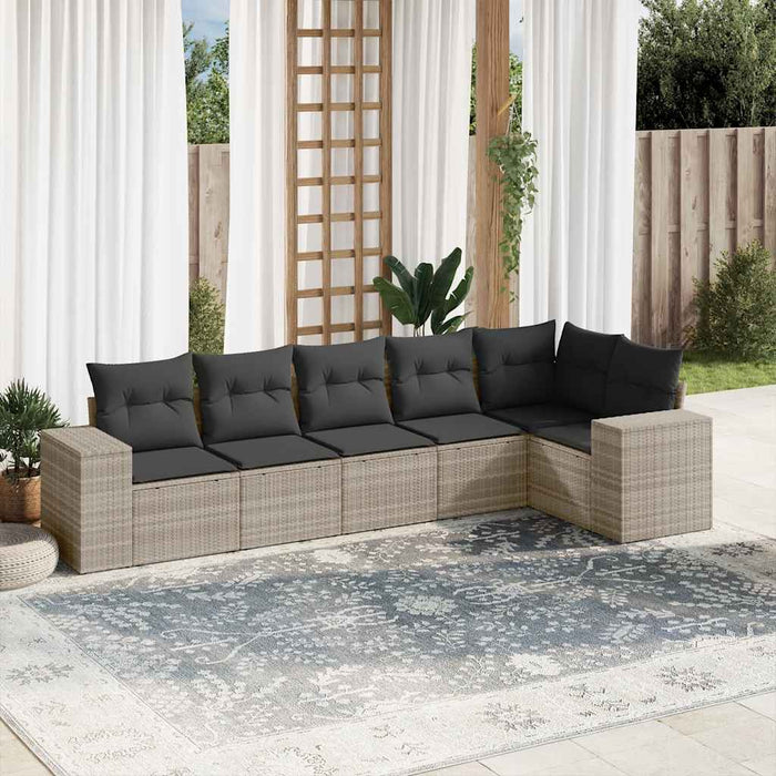 Set canapele de grădină cu perne, 6 piese gri deschis poliratan - WALTI WALTI