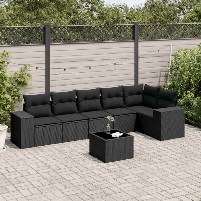 Set canapele de grădină cu perne, 7 piese, negru, poliratan - WALTI WALTI