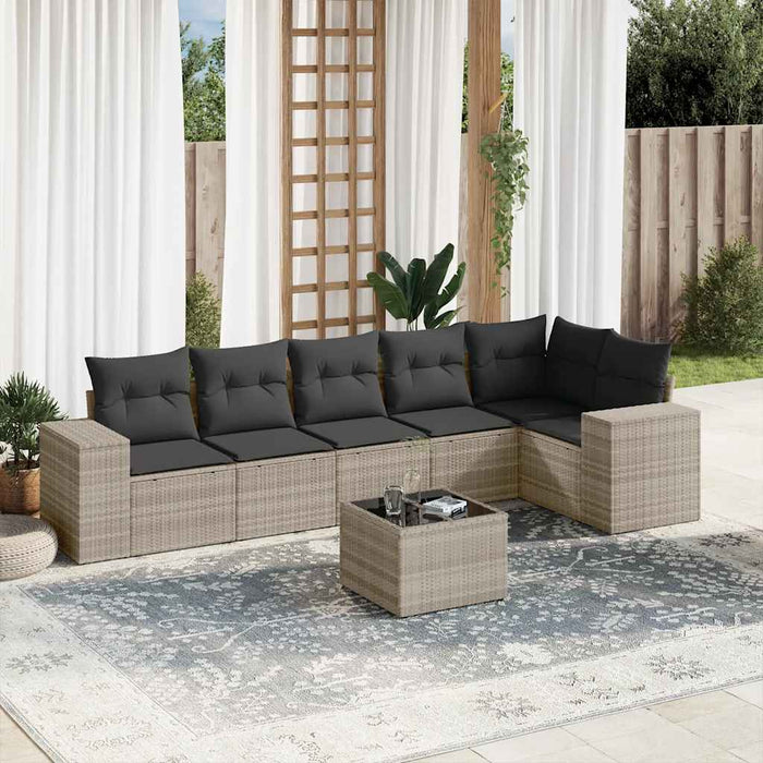 Set canapele de grădină cu perne, 7piese gri deschis poliratan - WALTI WALTI