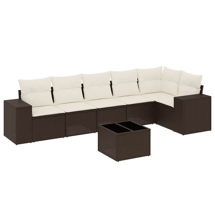 Set canapele de grădină cu perne, 7 piese, maro, poliratan WALTI