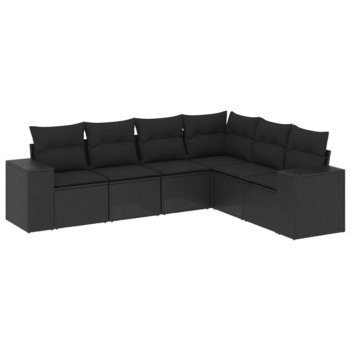 Set mobilier de grădină cu perne, 6 piese, negru, poliratan - WALTI WALTI