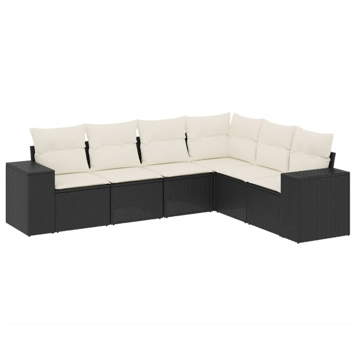 Set mobilier de grădină cu perne, 6 piese, negru, poliratan - WALTI WALTI