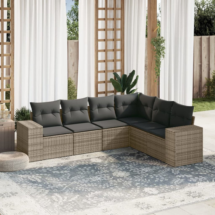 Set mobilier grădină cu perne, 6 piese, gri, poliratan - WALTI WALTI