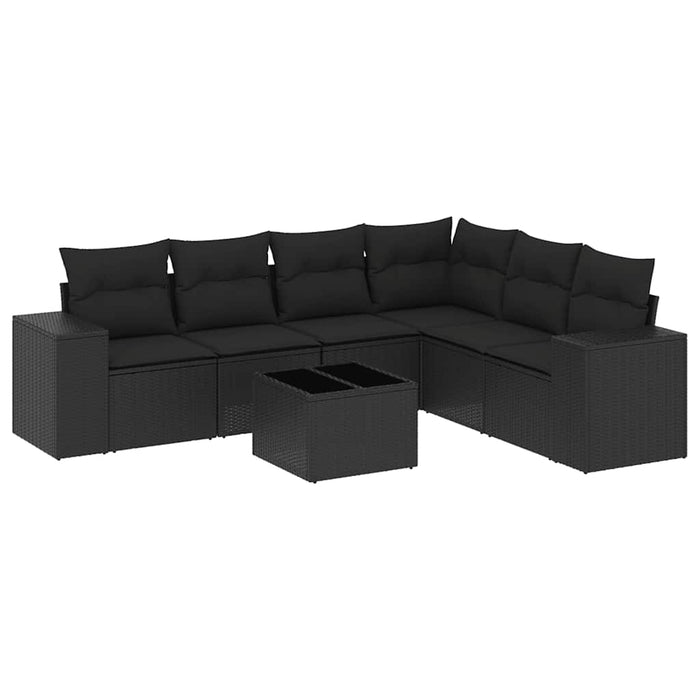 Set canapele de grădină cu perne, 7 piese, negru, poliratan - WALTI WALTI