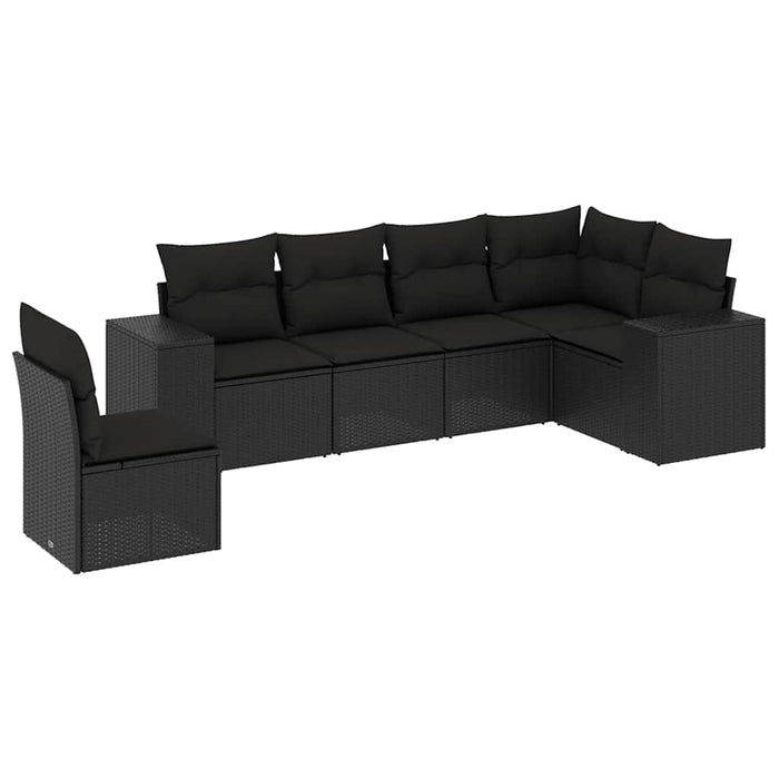 Set mobilier de grădină cu perne, 6 piese, negru, poliratan - WALTI WALTI
