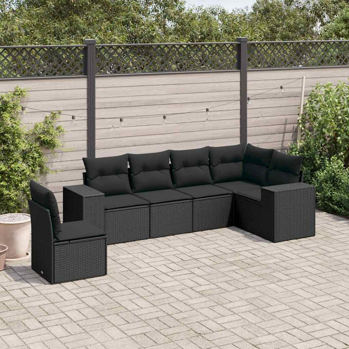 Set mobilier de grădină cu perne, 6 piese, negru, poliratan - WALTI WALTI