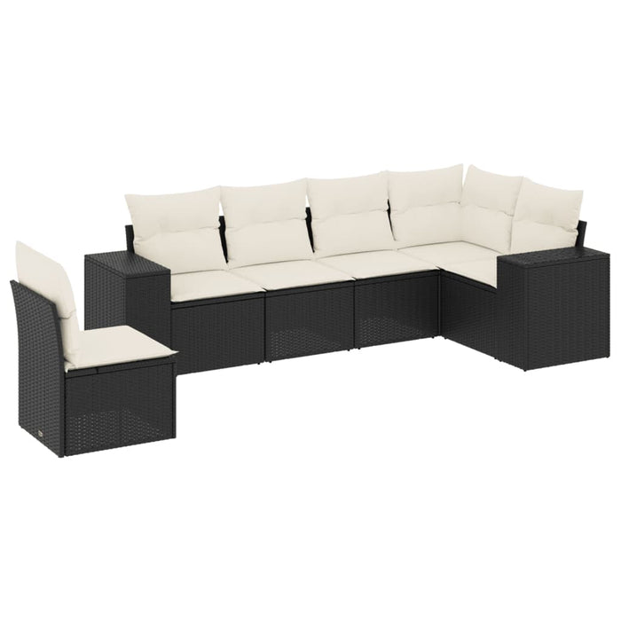Set mobilier de grădină cu perne, 6 piese, negru, poliratan - WALTI WALTI