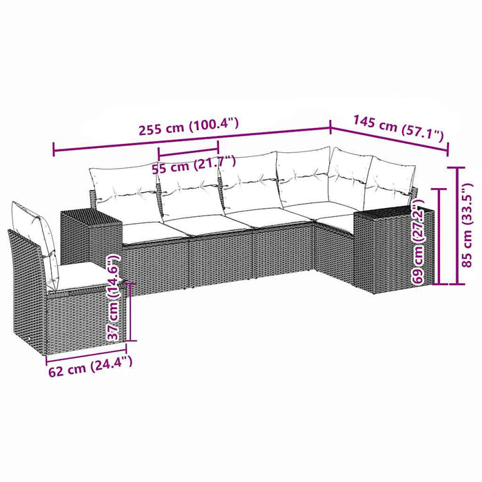 Set canapele de grădină cu perne, 6 piese gri deschis poliratan - WALTI WALTI