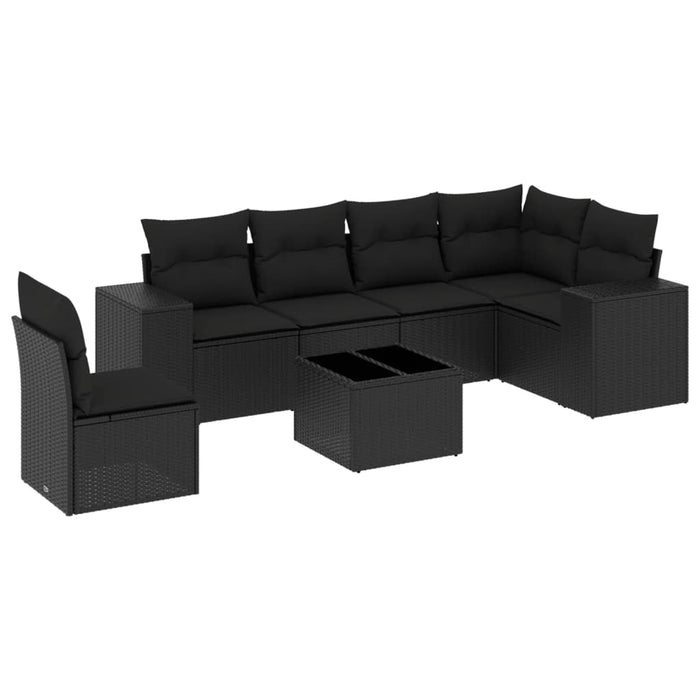 Set canapele de grădină cu perne, 7 piese, negru, poliratan - WALTI WALTI
