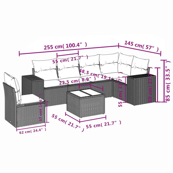 Set canapele de grădină cu perne, 7 piese, negru, poliratan - WALTI WALTI