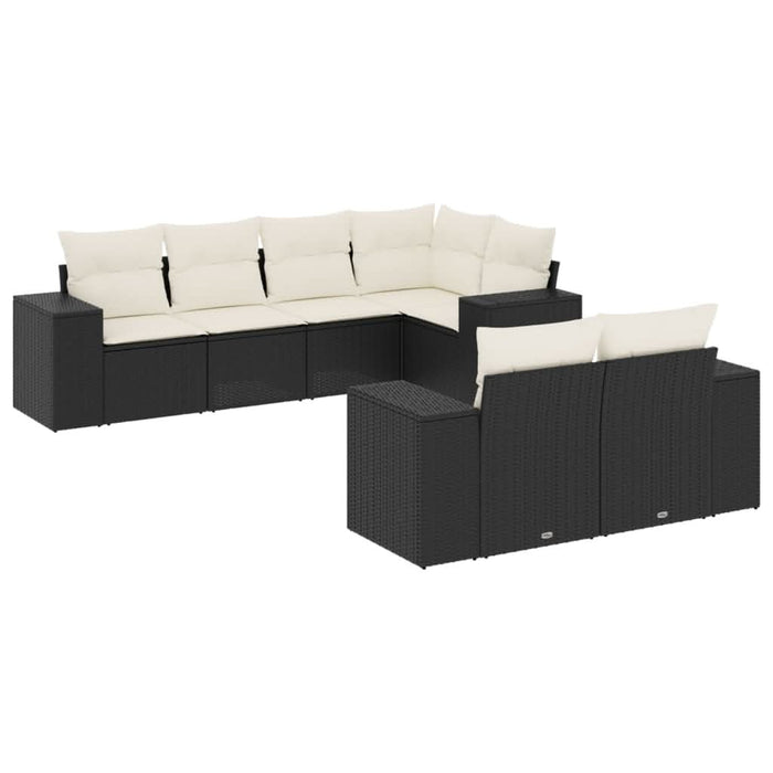 Set canapele de grădină cu perne, 7 piese, negru, poliratan - WALTI WALTI