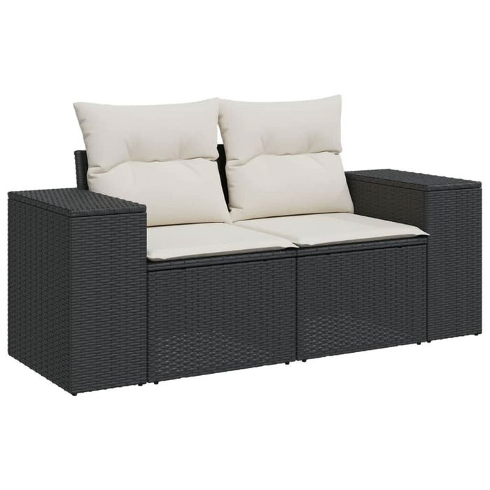 Set canapele de grădină cu perne, 7 piese, negru, poliratan - WALTI WALTI