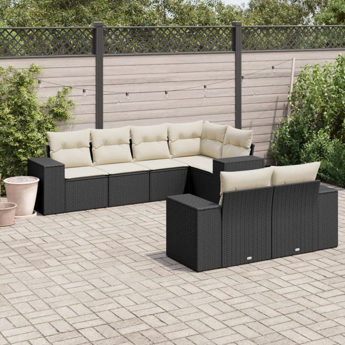Set canapele de grădină cu perne, 7 piese, negru, poliratan - WALTI WALTI