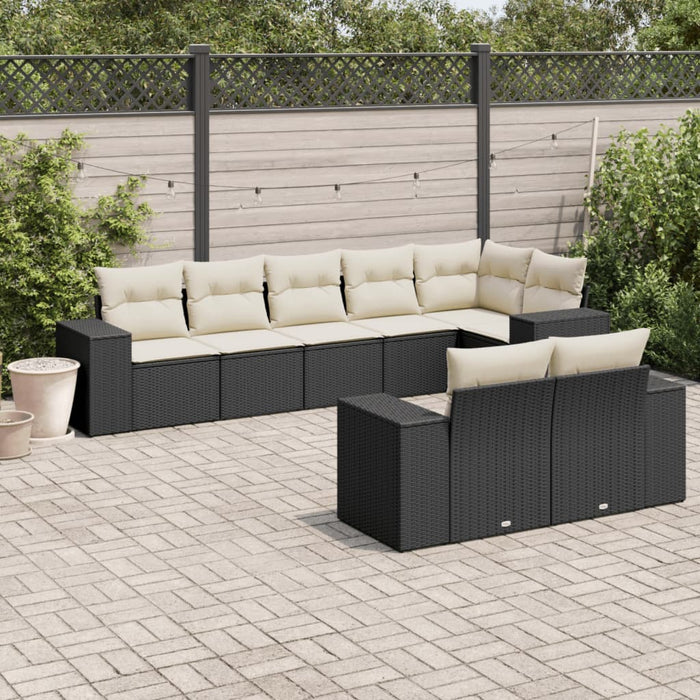 Set mobilier de grădină cu perne, 8 piese, negru, poliratan - WALTI WALTI