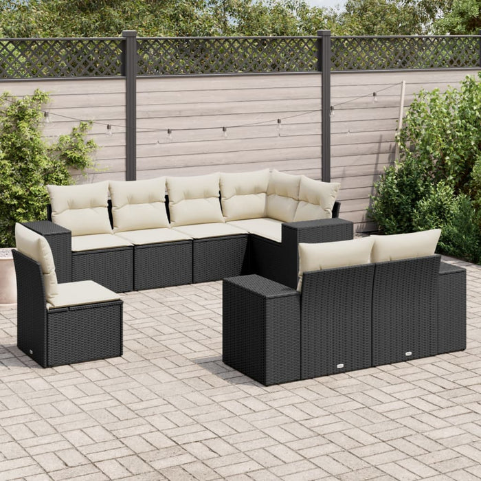Set mobilier de grădină cu perne, 8 piese, negru, poliratan - WALTI WALTI