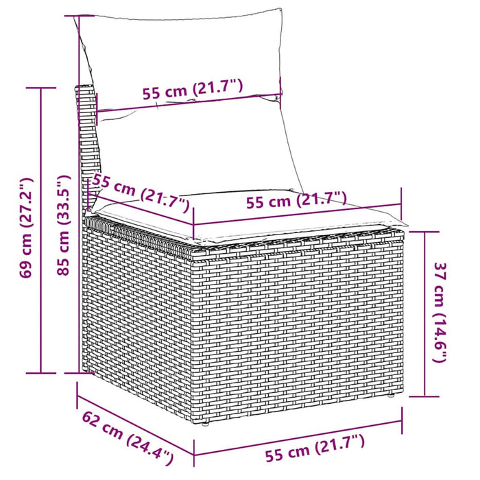 Set mobilier de grădină cu perne, 8 piese gri deschis poliratan - WALTI WALTI