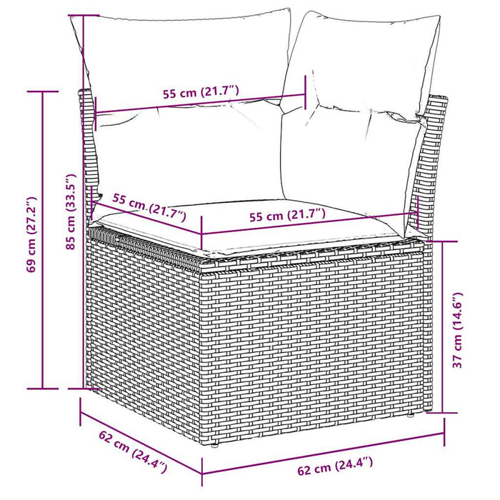 Set mobilier de grădină cu perne, 8 piese gri deschis poliratan - WALTI WALTI