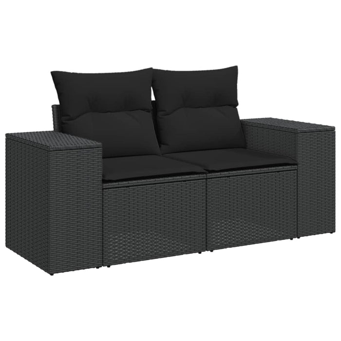 Set mobilier de grădină cu perne, 9 piese, negru, poliratan - WALTI WALTI