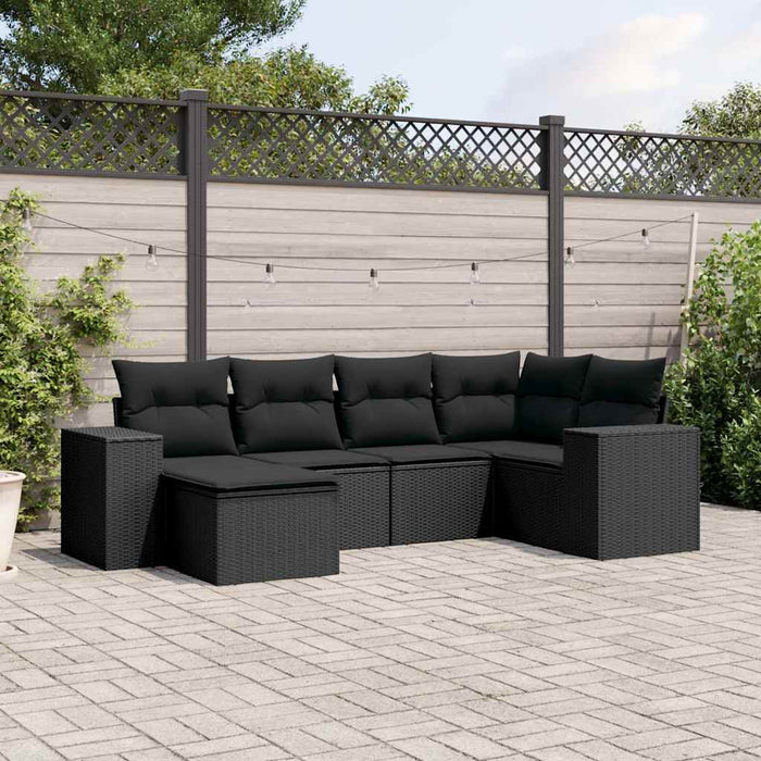 Set mobilier de grădină cu perne, 6 piese, negru, poliratan - WALTI WALTI