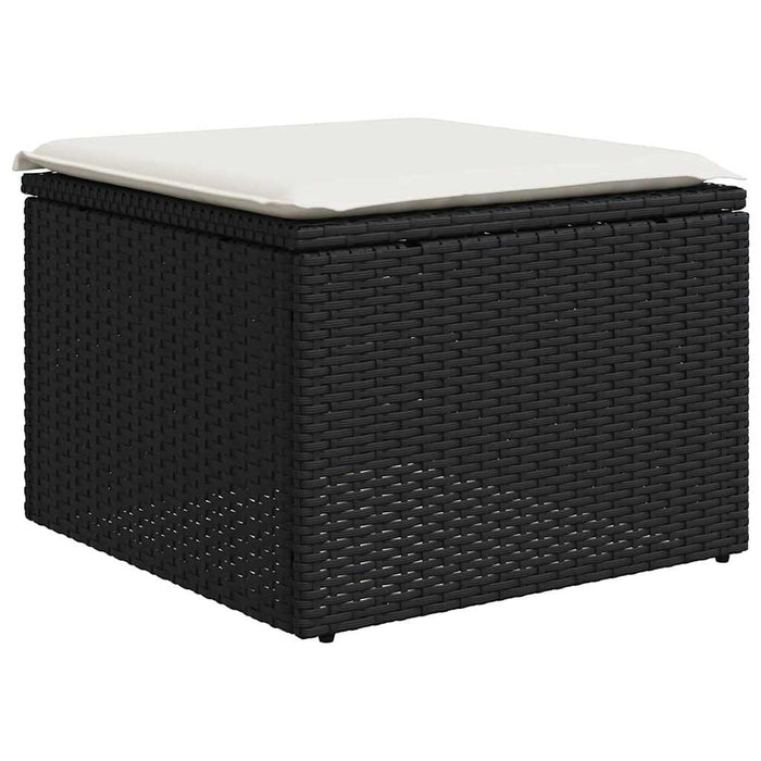Set mobilier de grădină cu perne, 6 piese, negru, poliratan WALTI