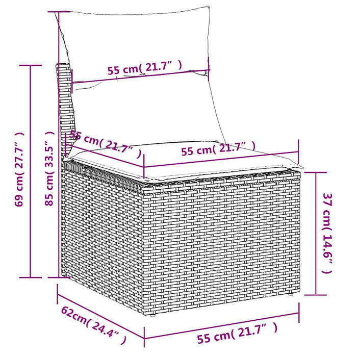Set mobilier de grădină cu perne, 6 piese, negru, poliratan WALTI