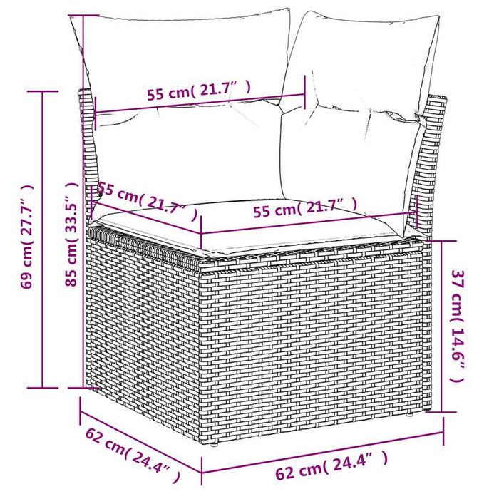 Set mobilier de grădină cu perne, 6 piese, negru, poliratan WALTI