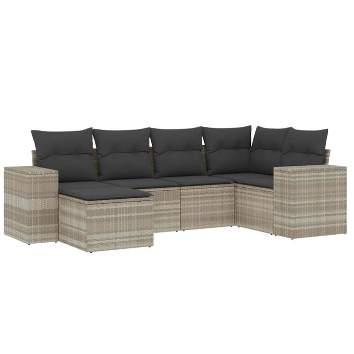 Set canapele de grădină cu perne, 6 piese gri deschis poliratan - WALTI WALTI