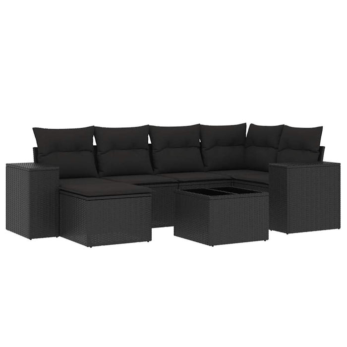 Set canapele de grădină cu perne, 7 piese, negru, poliratan - WALTI WALTI