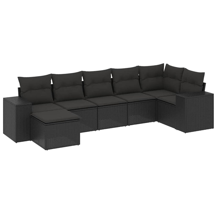Set canapele de grădină cu perne, 7 piese, negru, poliratan - WALTI WALTI