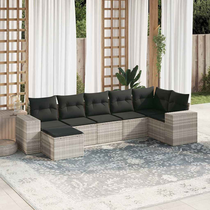 Set canapele de grădină cu perne, 7piese gri deschis poliratan - WALTI WALTI