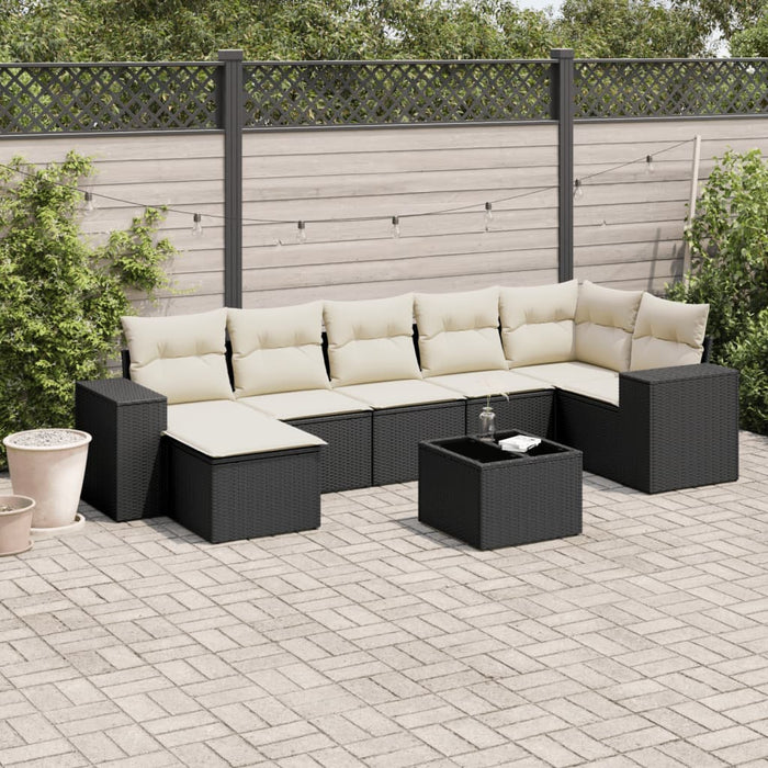 Set mobilier de grădină cu perne, 8 piese, negru, poliratan - WALTI WALTI