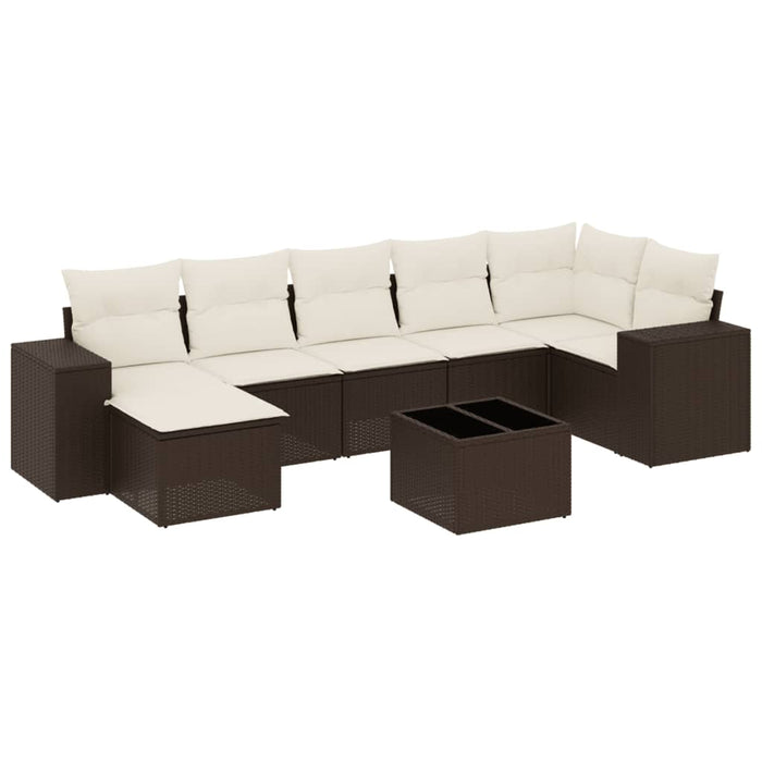 Set canapele de grădină cu perne, 8 piese, maro, poliratan WALTI