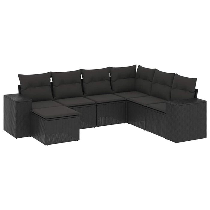 Set canapele de grădină cu perne, 7 piese, negru, poliratan - WALTI WALTI