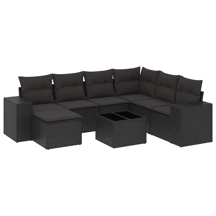 Set mobilier de grădină cu perne, 8 piese, negru, poliratan - WALTI WALTI