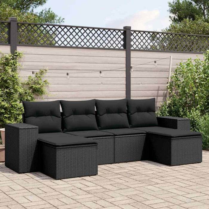 Set mobilier de grădină cu perne, 6 piese, negru, poliratan - WALTI WALTI