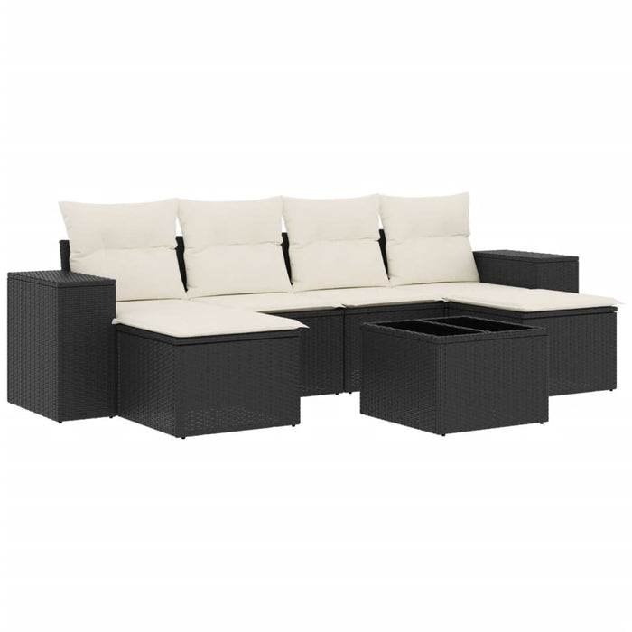 Set canapele de grădină cu perne, 7 piese, negru, poliratan - WALTI WALTI