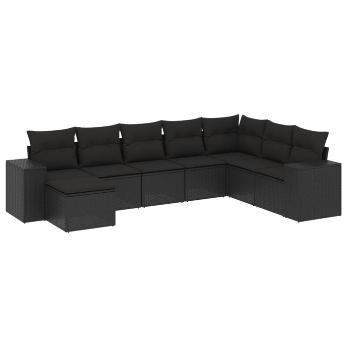 Set mobilier de grădină cu perne, 8 piese, negru, poliratan - WALTI WALTI