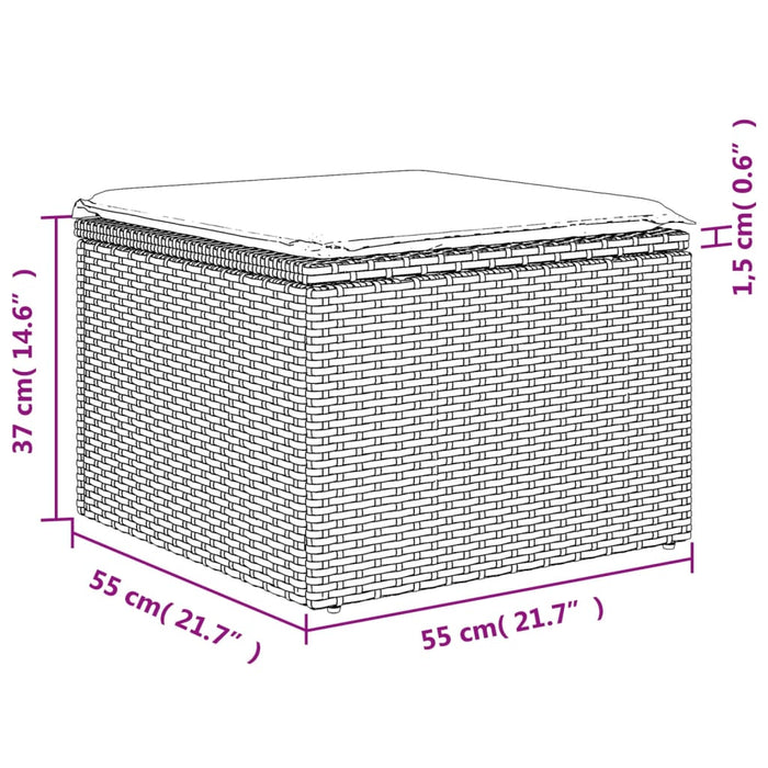 Set mobilier de grădină cu perne, 8 piese, negru, poliratan WALTI