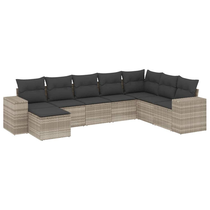 Set mobilier de grădină cu perne, 8 piese gri deschis poliratan - WALTI WALTI