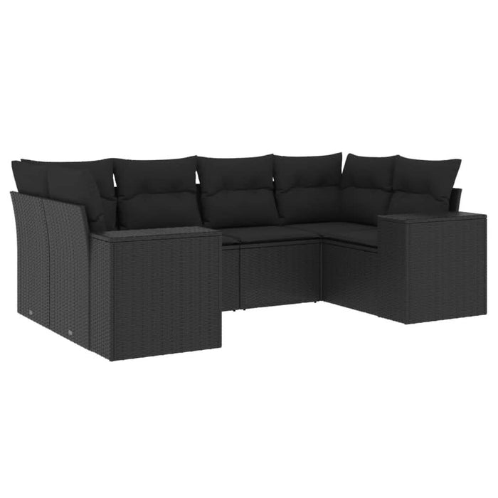 Set mobilier de grădină cu perne, 6 piese, negru, poliratan - WALTI WALTI