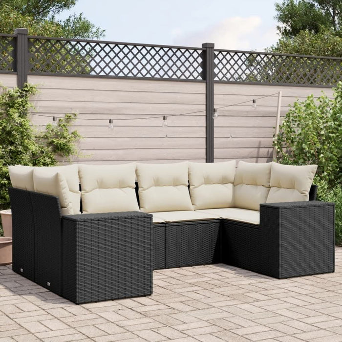 Set mobilier de grădină cu perne, 6 piese, negru, poliratan - WALTI WALTI